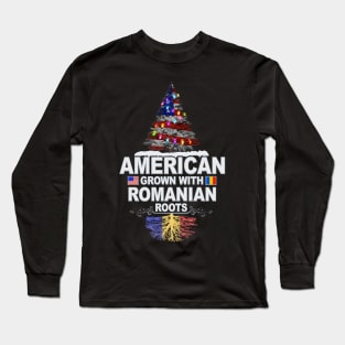 Christmas Tree  American Grown With Romanian Roots - Gift for Romanian From Romania Long Sleeve T-Shirt